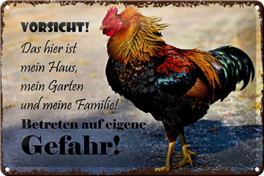Hahn Blechschild